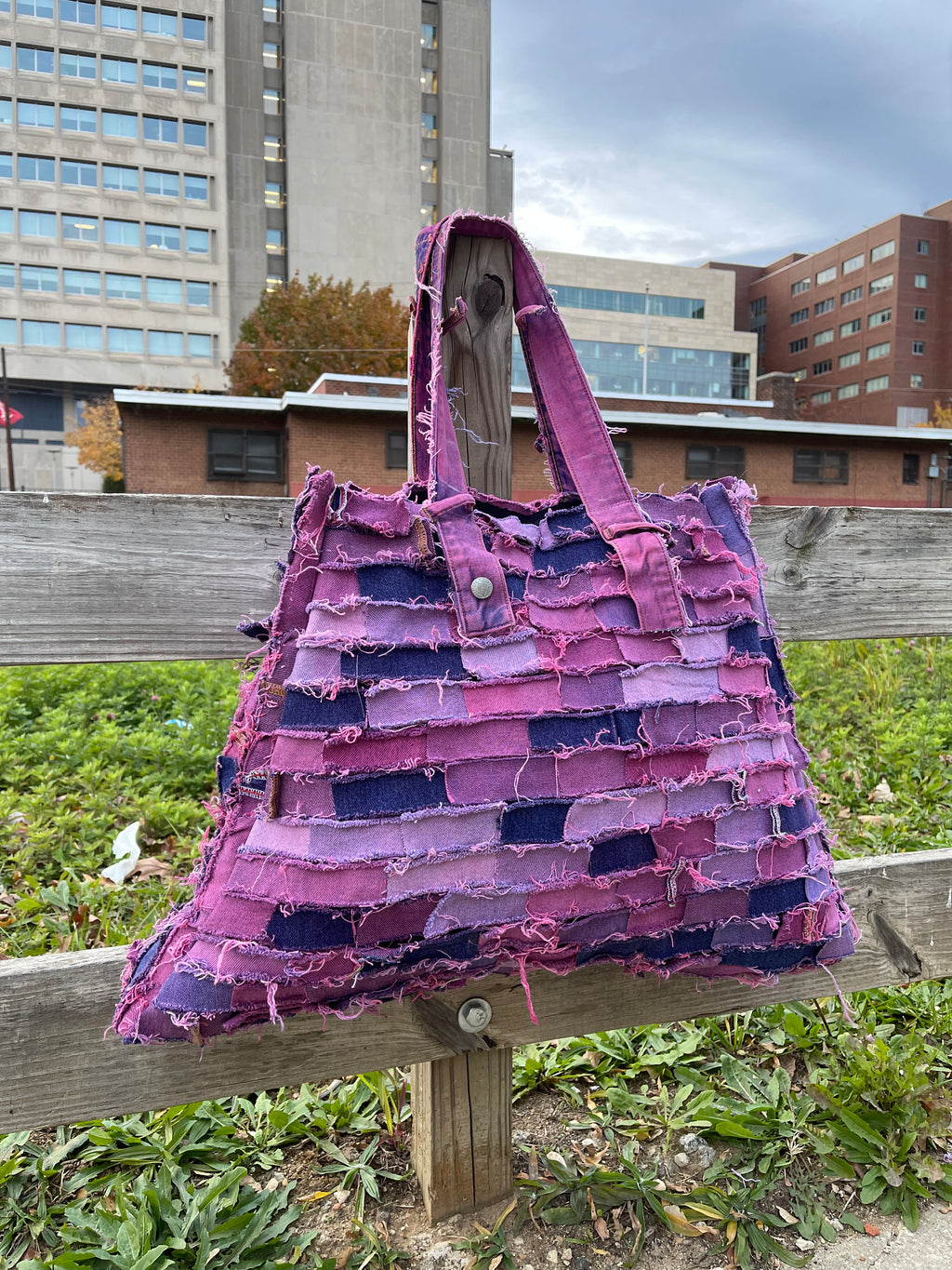 Denim Hot Pink Tote Bag