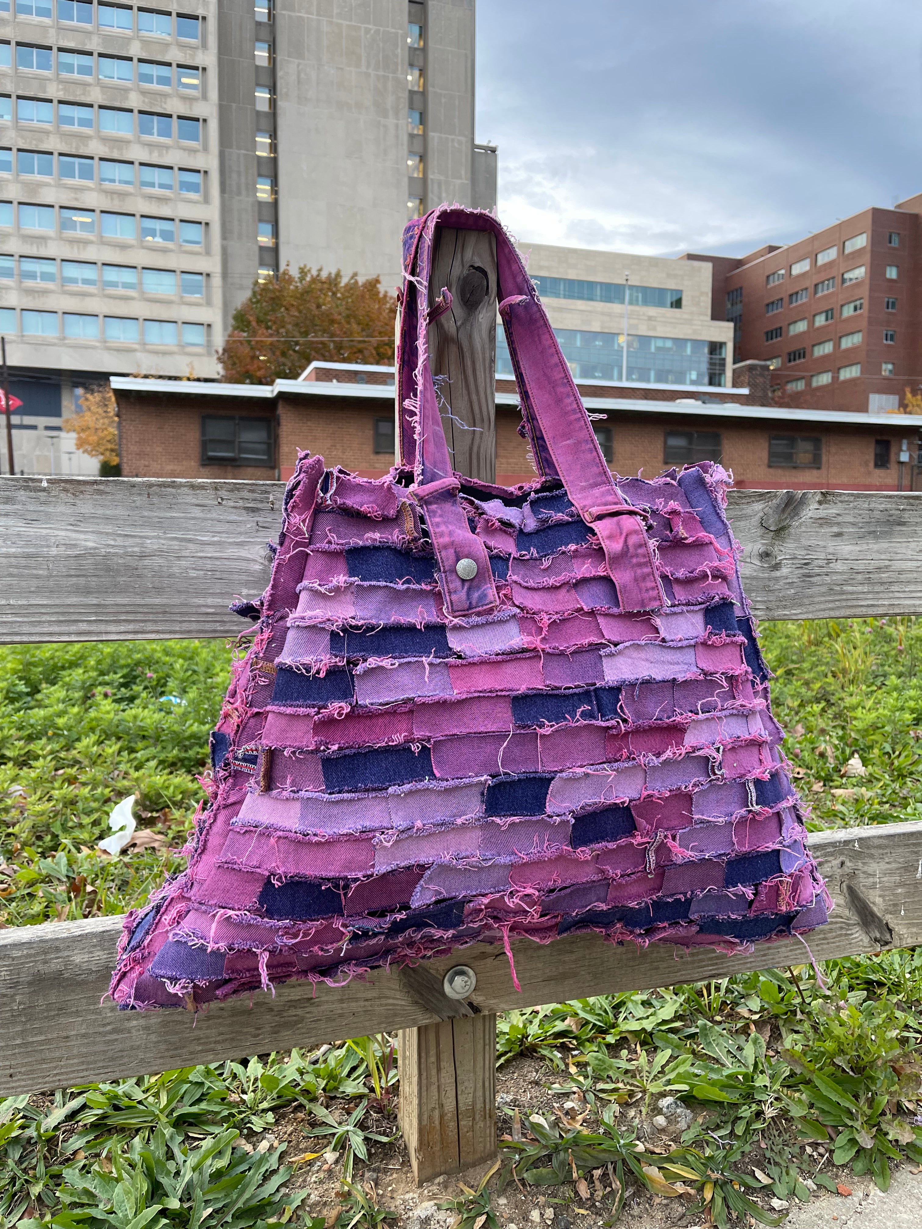 Denim Hot Pink Tote Bag