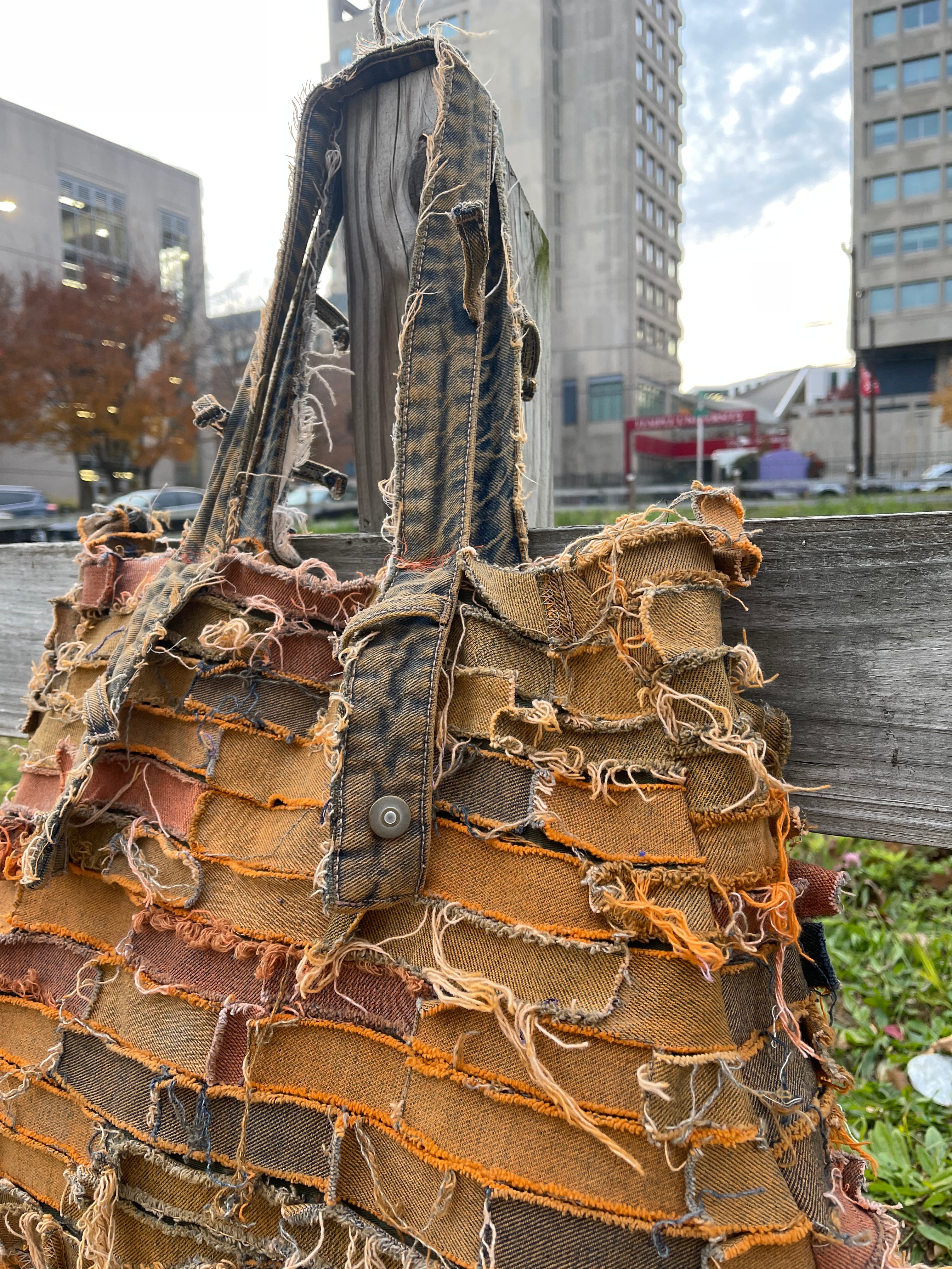 Denim Orange Tote Bag