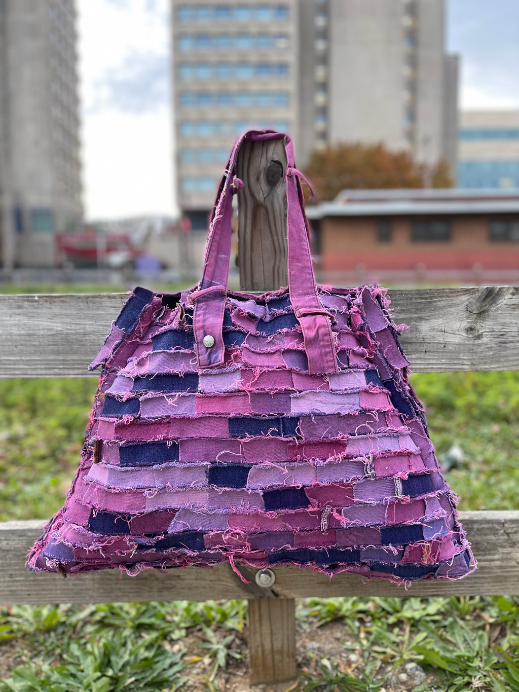 Denim Hot Pink Tote Bag