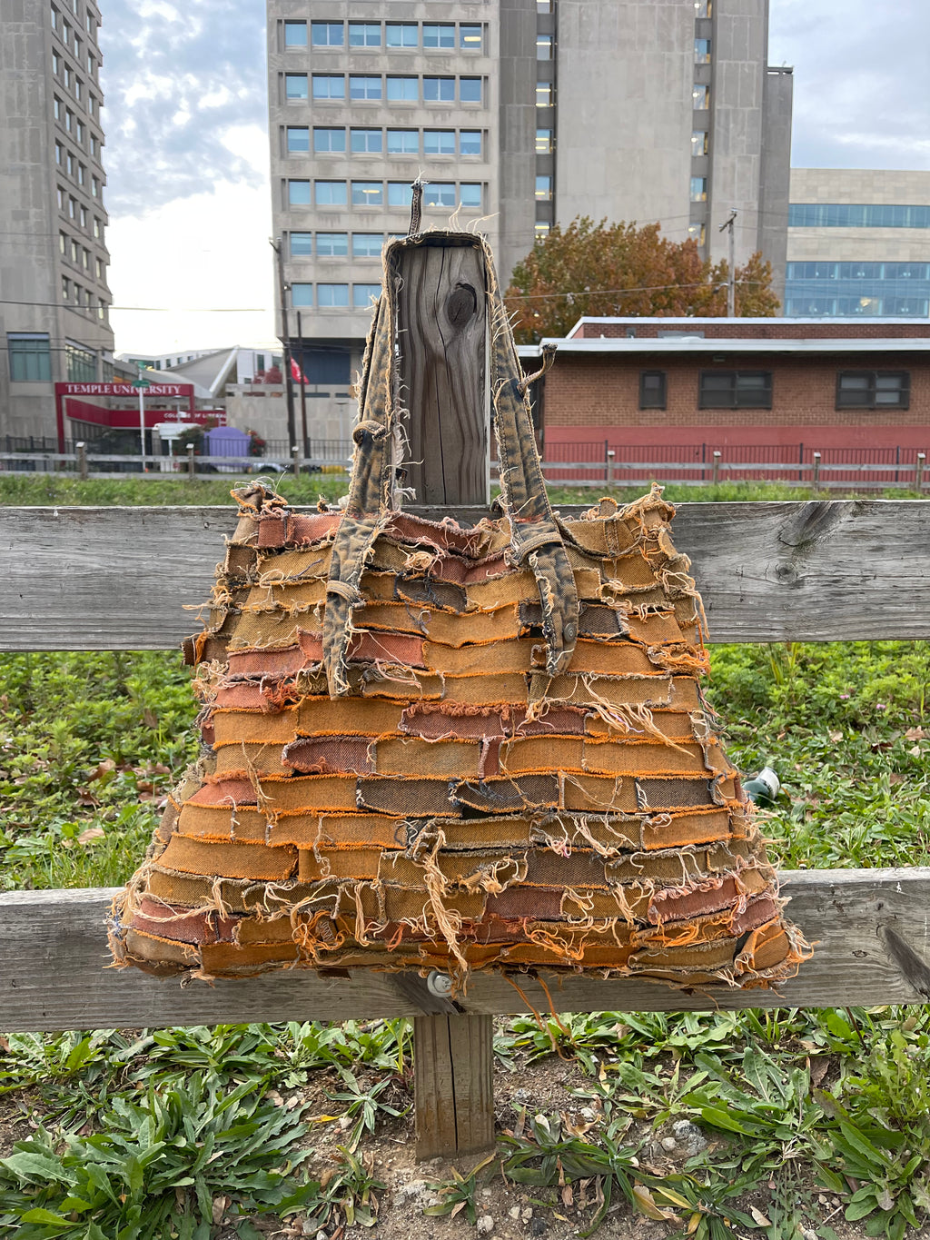 Denim Orange Tote Bag