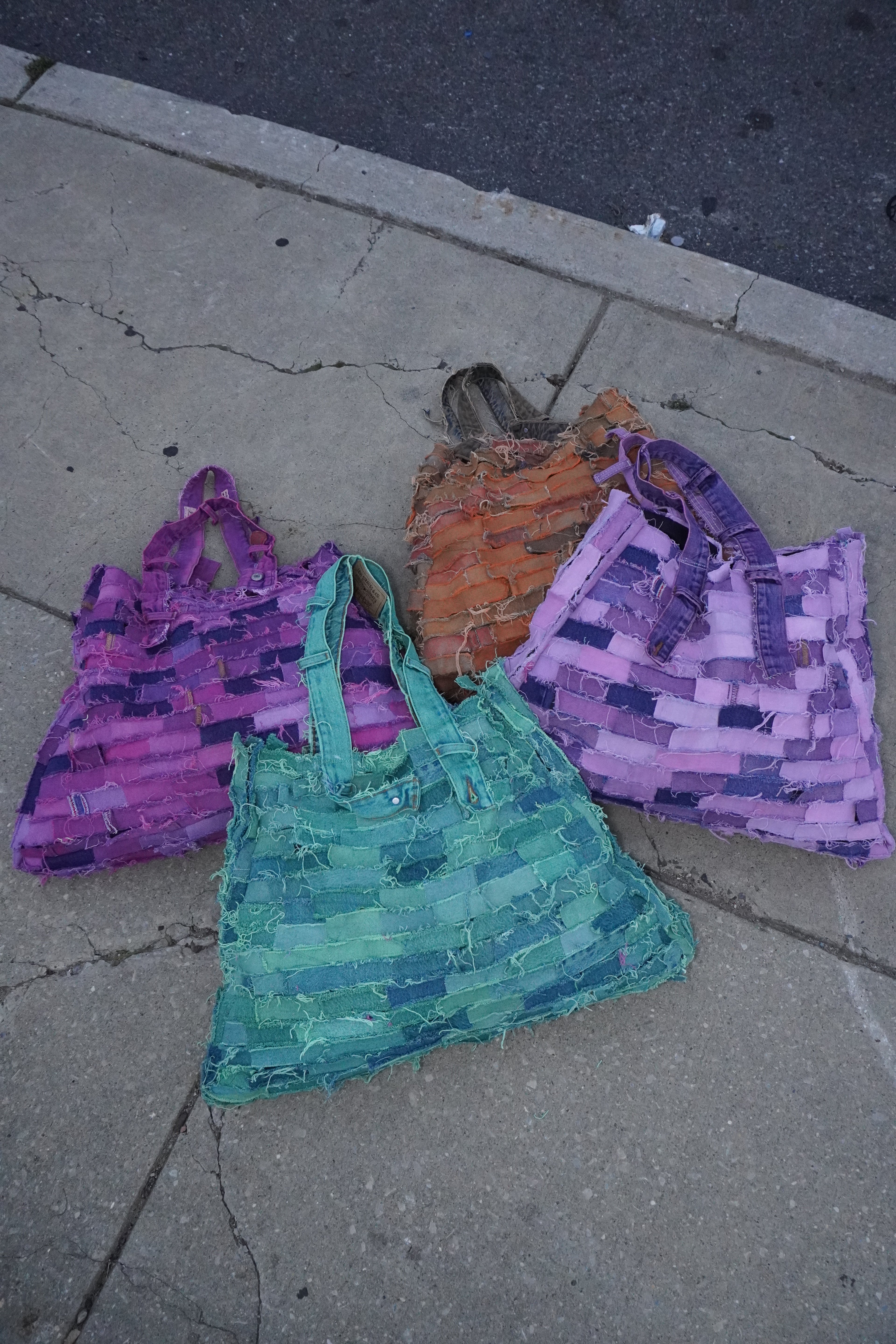 Denim Neon Green Tote Bag