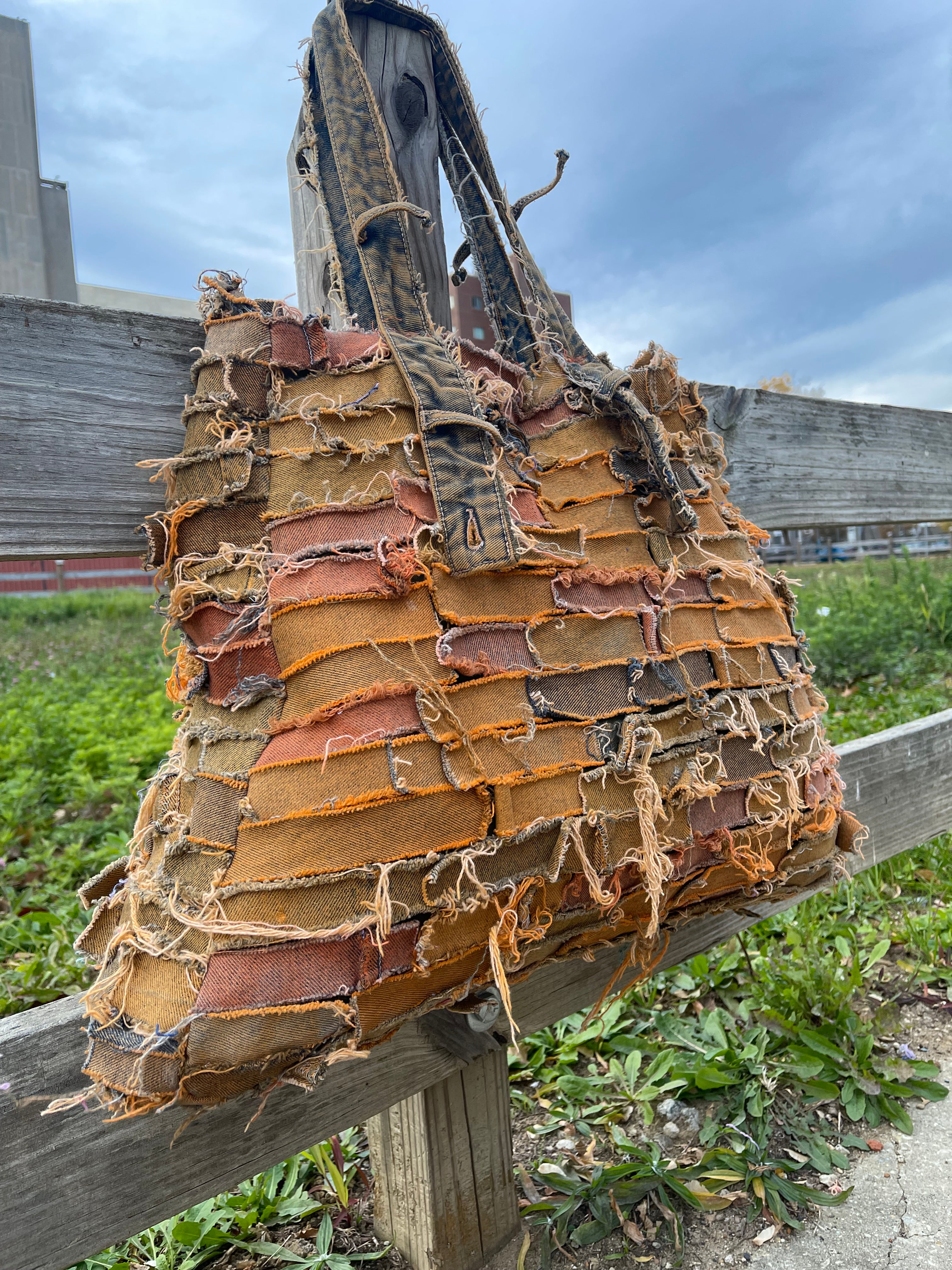 Denim Orange Tote Bag